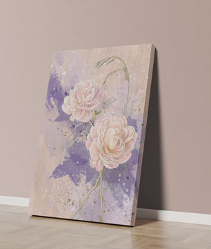 Elegant floral artwork with soft purple and pink hues