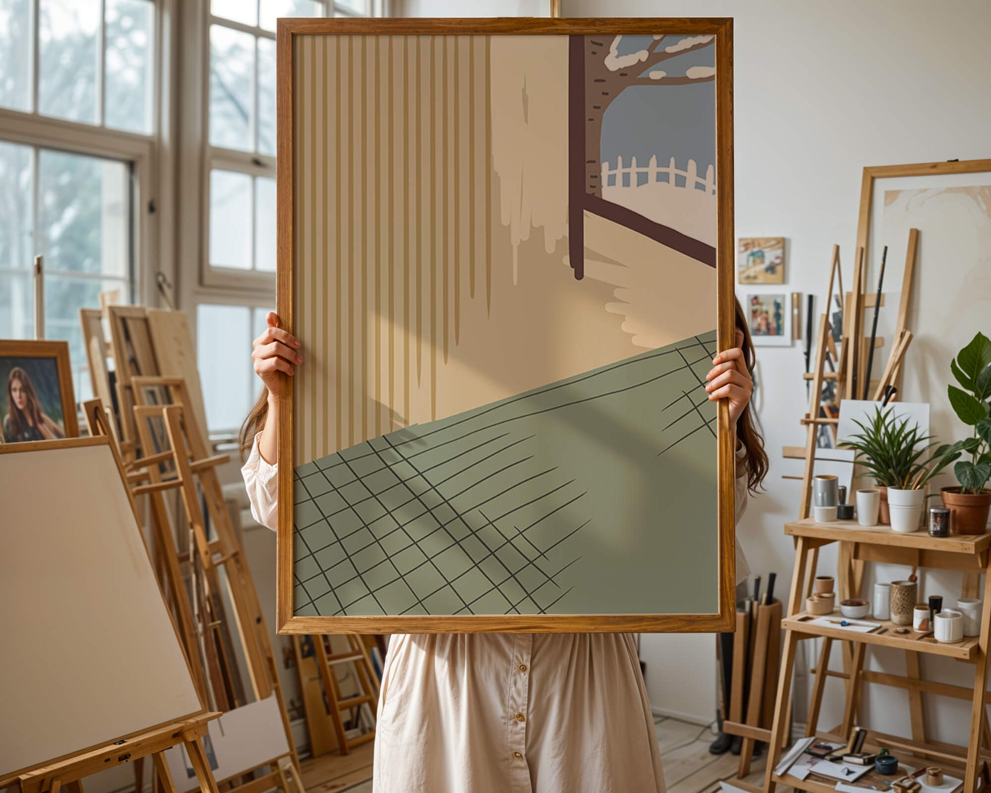 Interior Scene with Winter View Through a Window