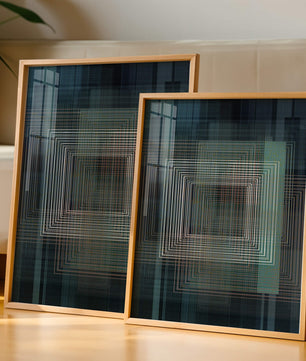 Art abstrait géométrique avec des carrés linéaires superposés