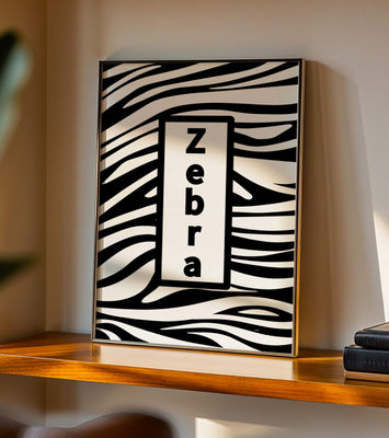 Elegant zebra print design with bold text accent