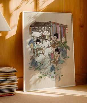 Charmante illustration des arts textiles traditionnels dans un cadre serein