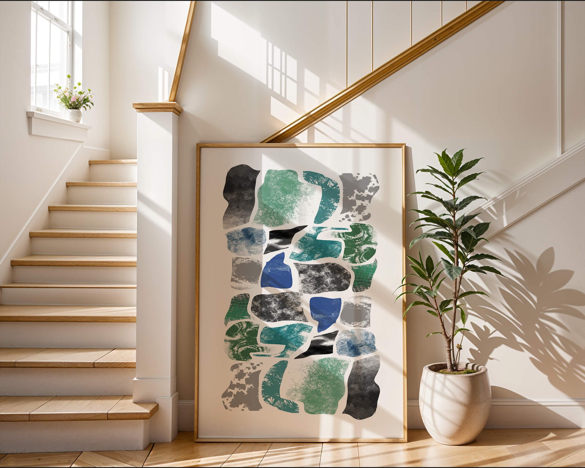 Abstraktes Muster mit bunten strukturierten Formen in modernem Design