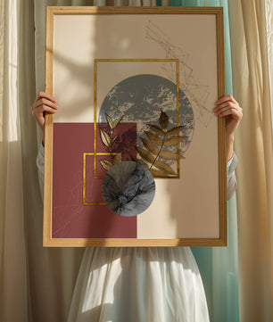 Abstract Composition with Gold Accents and Geometric Shapes - Mi tienda