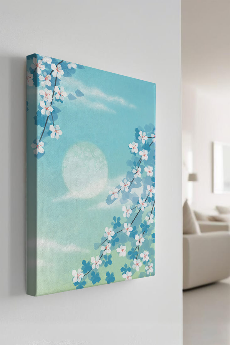 Serene spring blossoms against a pastel sky with gentle sunlight