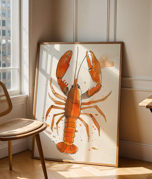 Illustrated Lobster Artwork With Splash of Colors - Mi tienda