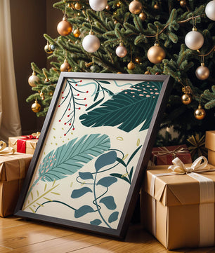 Abstract Botanical Illustration with Colorful Leaf Patterns