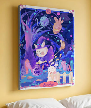 Whimsical zodiac scorpio scene with a magical theme
