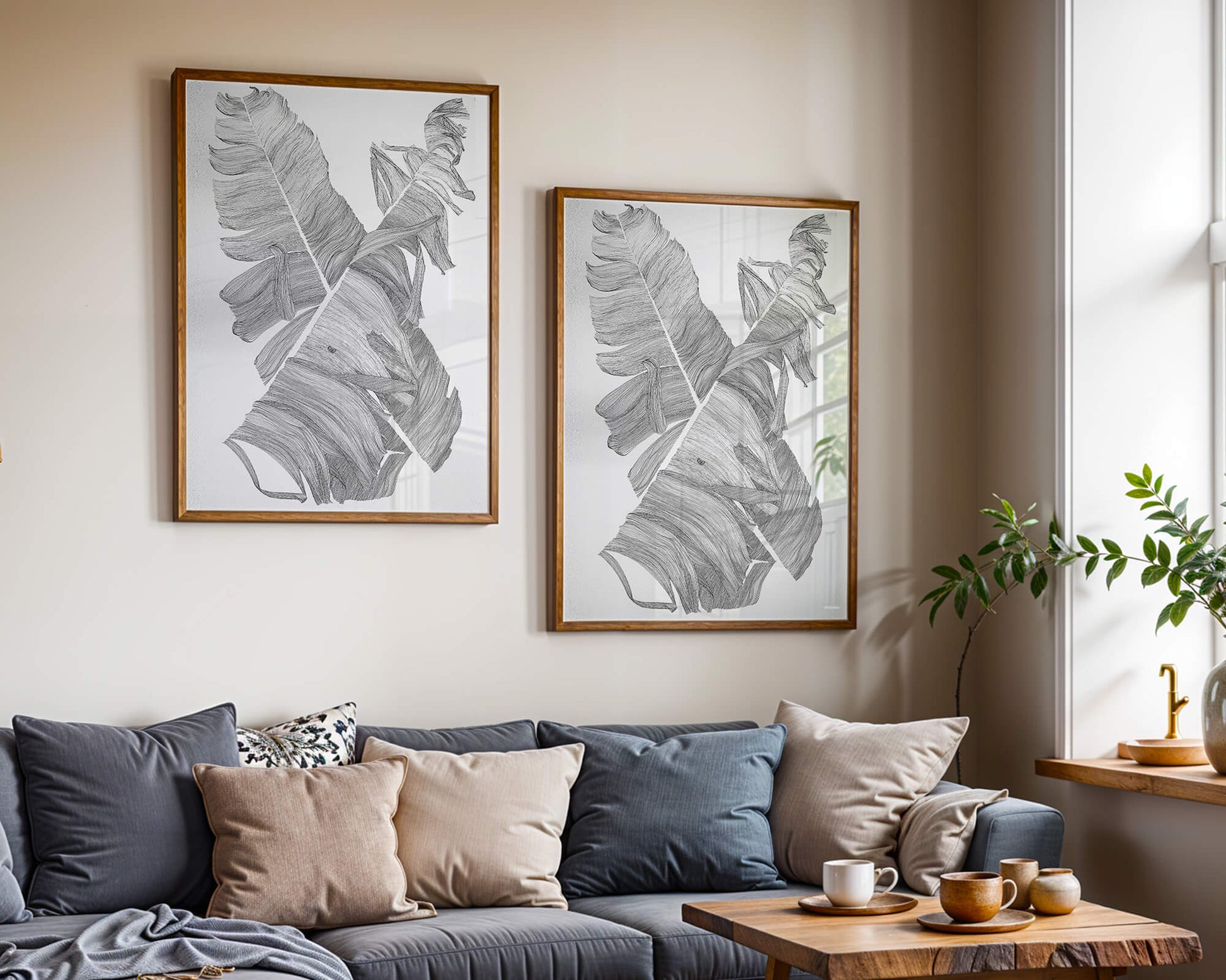 Monochrome Abstract Illustration of Overlapping Leaves