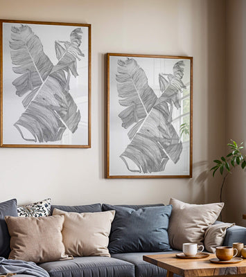 Monochrome Abstract Illustration of Overlapping Leaves