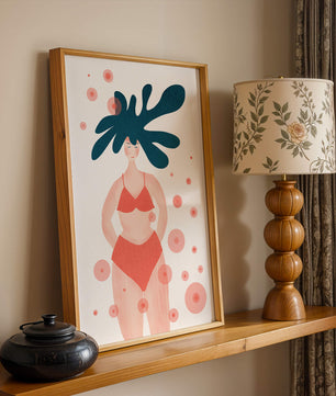 Abstract Illustration of a Woman in Swimwear with Creative Hair Design - Mi tienda