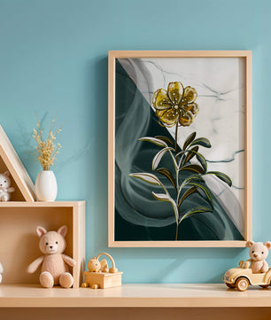 Elegant floral design with gold accents on abstract background
