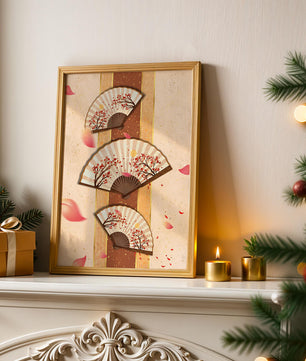 Elegant Japanese Fans with Cherry Blossom Design on Textured Background - Mi tienda