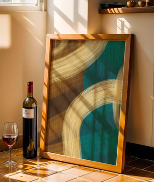 Abstract art with flowing brushstrokes and textured color contrast