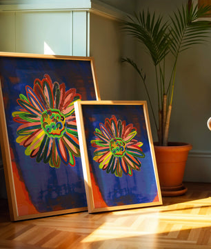 Arte floral abstracto colorido con pinceladas dinámicas