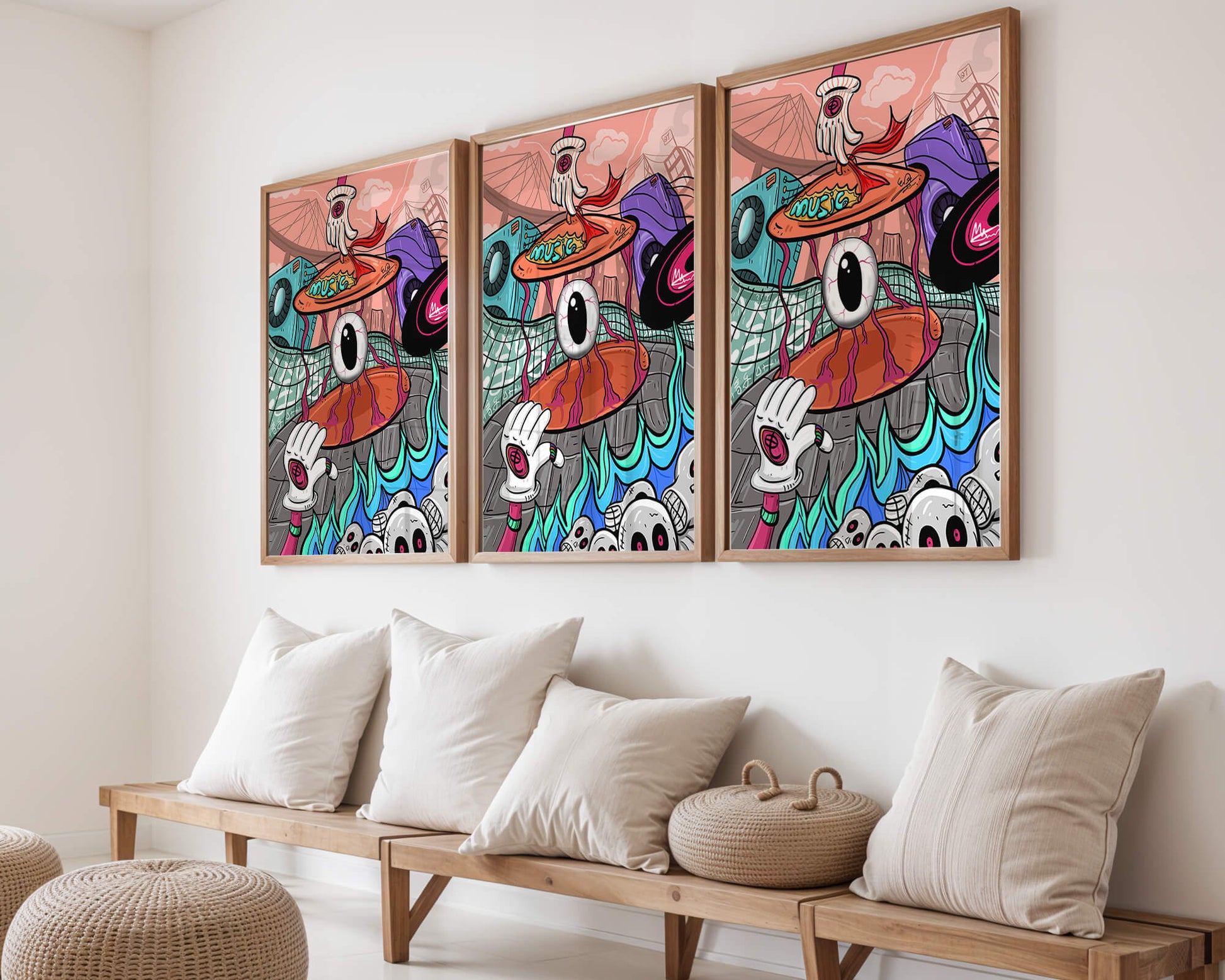 Colorful abstract surrealism illustration featuring vivid eye and surreal elements