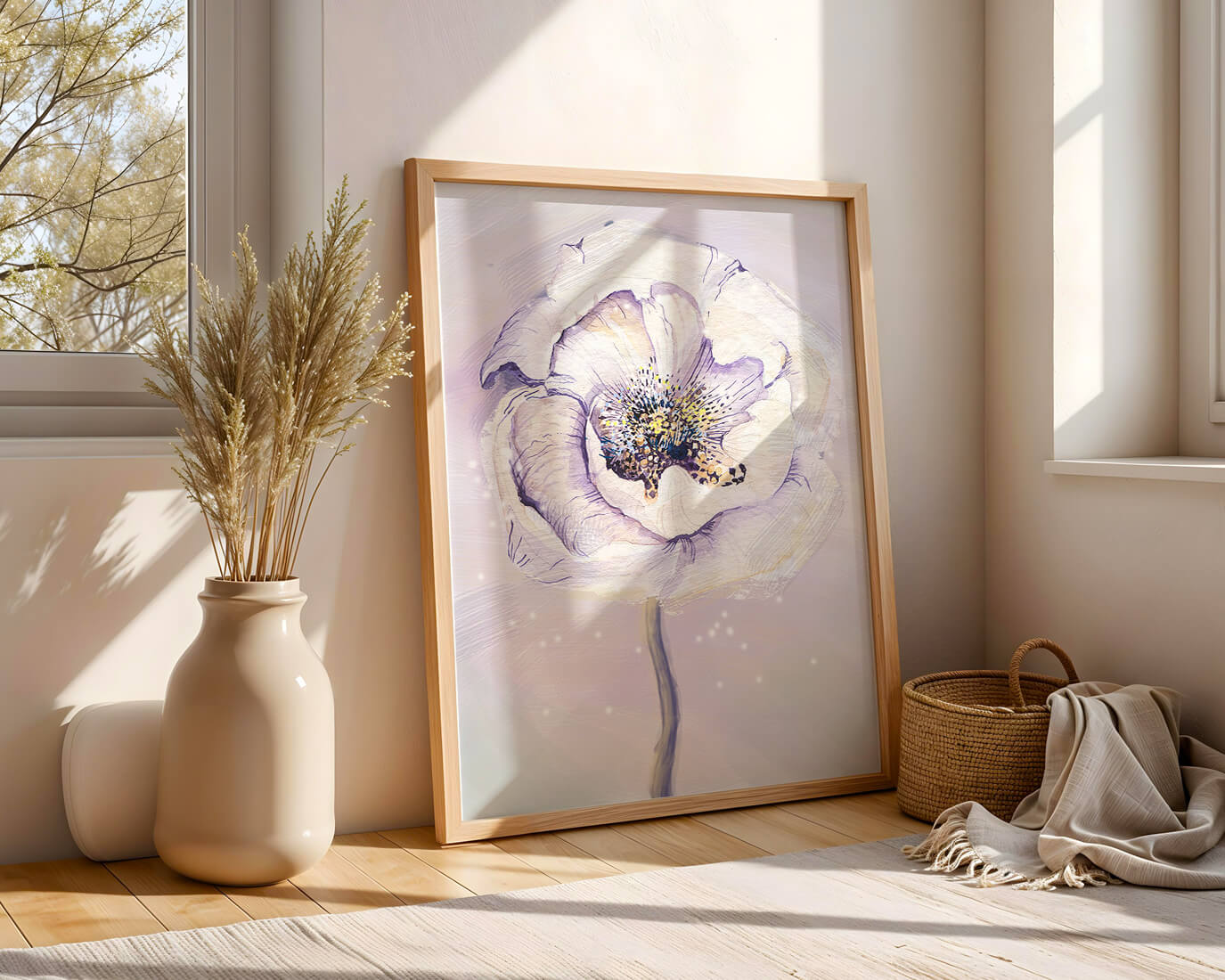 Elegant watercolor flower illustration with delicate pastel tones