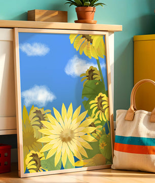 Sunny Sunflowers Against a Bright Blue Sky