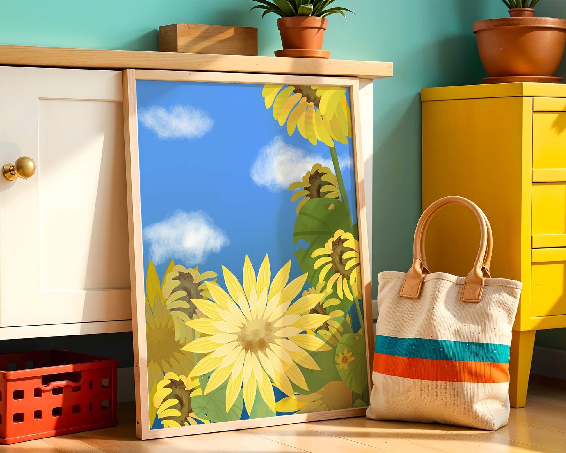 Sunny Sunflowers Against a Bright Blue Sky