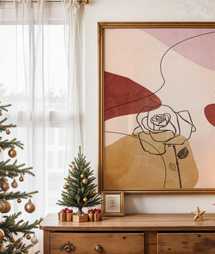 Abstract Line Art Rose with Earth Tones and Minimalist Design - Mi tienda