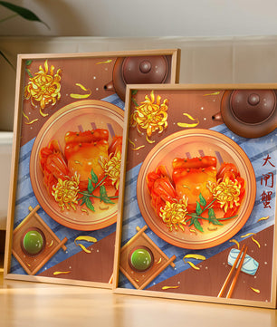 Crab Dish with Chrysanthemum Flowers and Tea Setting - Mi tienda