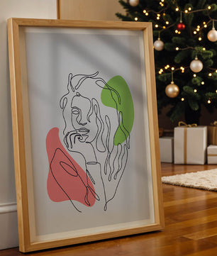 Modern Line Art Portrait With Abstract Shapes