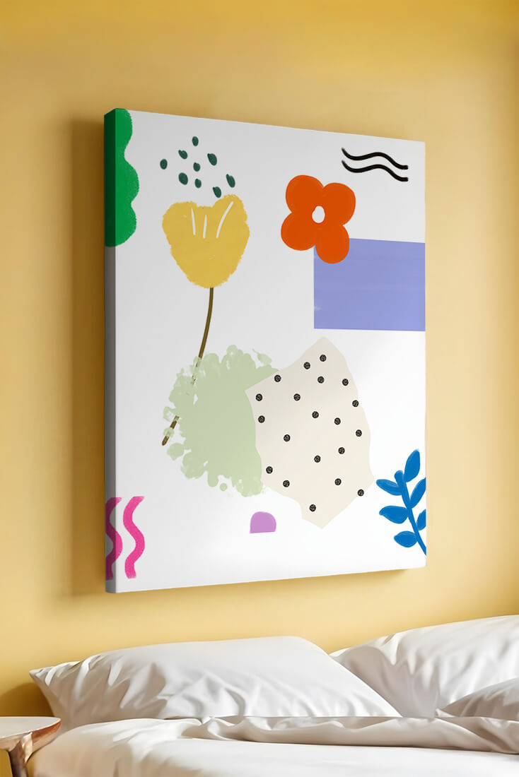 Abstract floral design with colorful geometric shapes