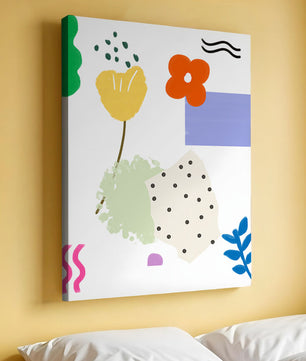 Abstraktes Blumendesign mit bunten geometrischen Formen