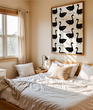 Seamless bird pattern with minimalist design and bold accents