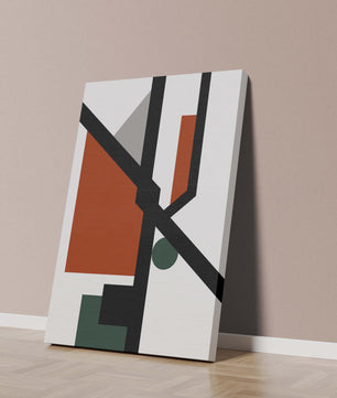Colorful geometric abstract art with bold black lines