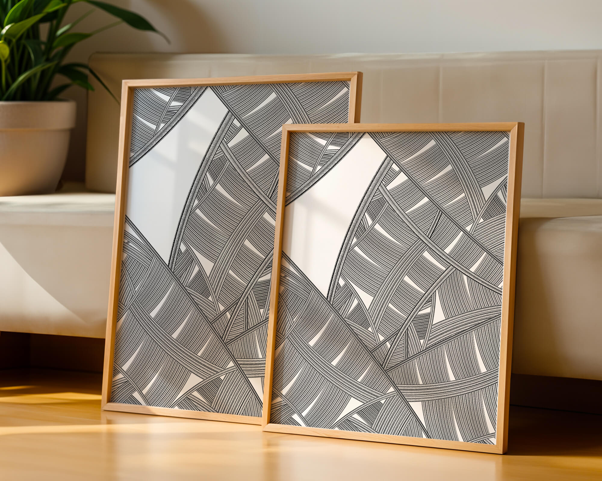 Detailed Abstract Geometric Pattern with Interwoven Stripes - Mi tienda