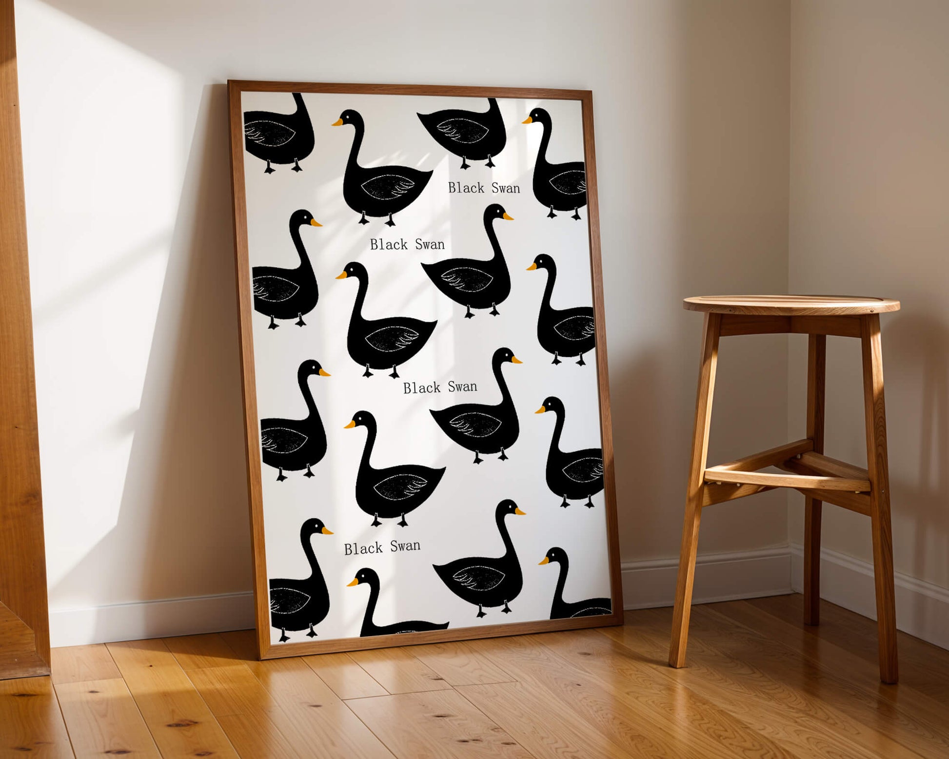 Seamless bird pattern with minimalist design and bold accents