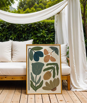 Botanical illustration with earthy and muted colors