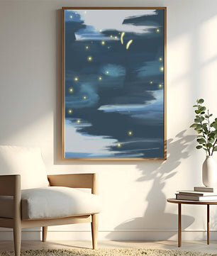 Ciel nocturne abstrait avec des éléments lumineux