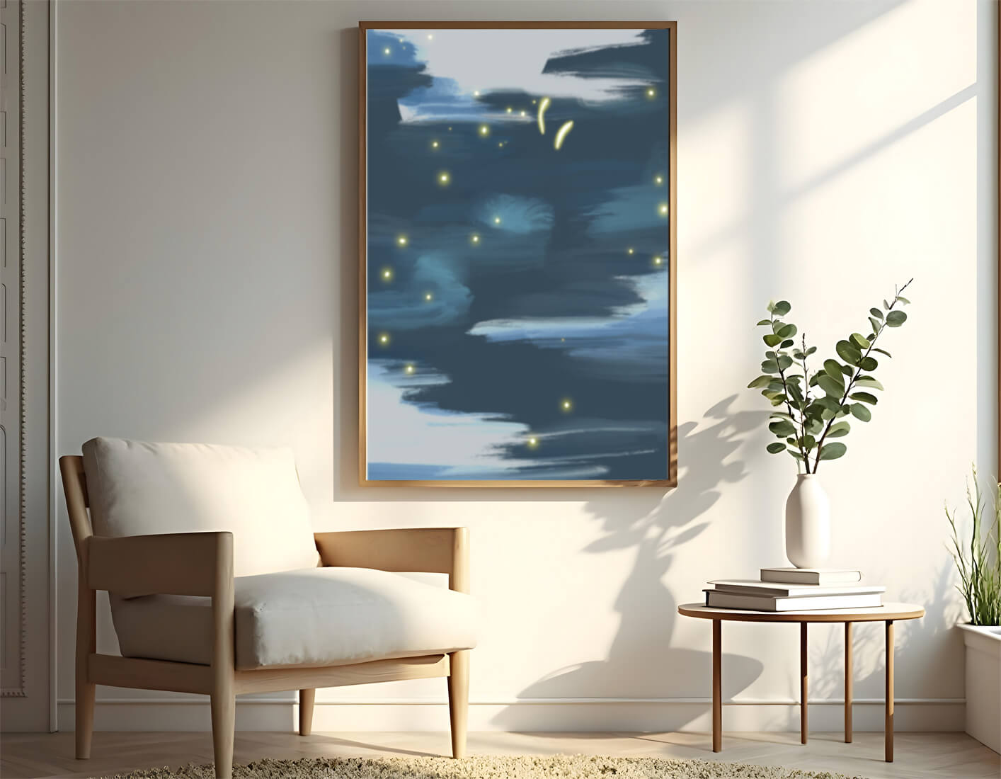 Abstract Night Sky With Glowing Elements