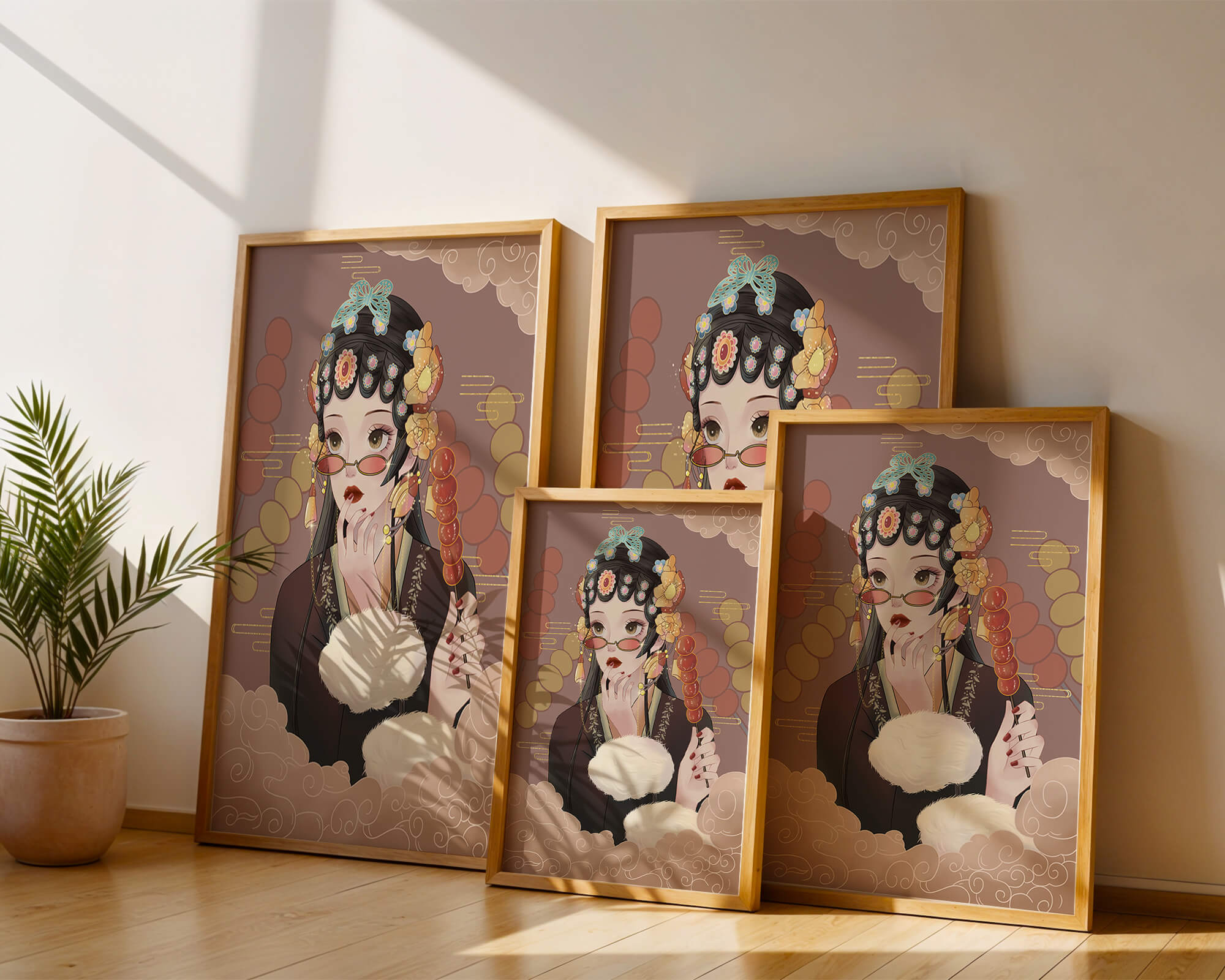Elegant woman in traditional attire with floral hairpiece