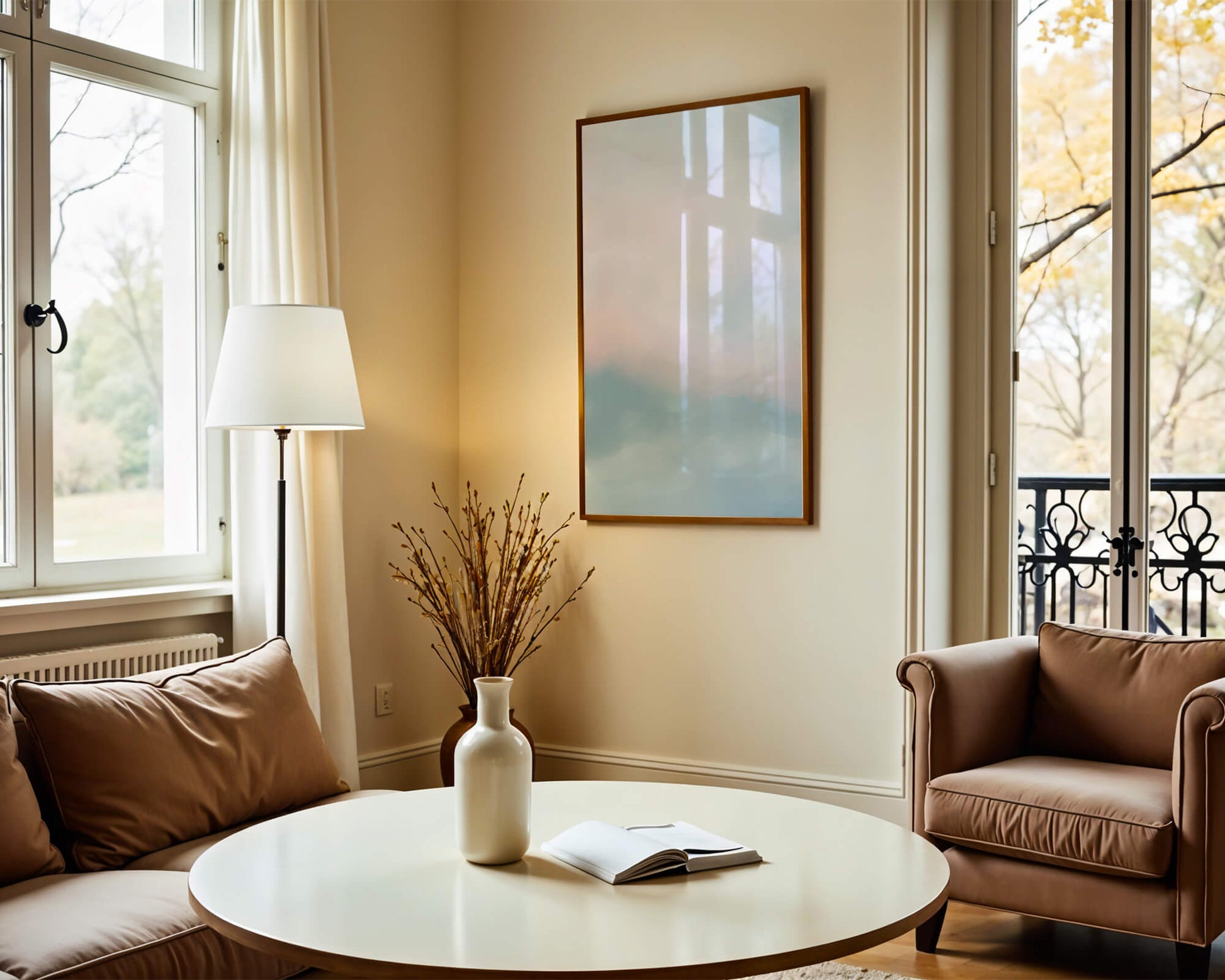 Paisaje de nubes abstracto con tonos suaves de rosa y azul