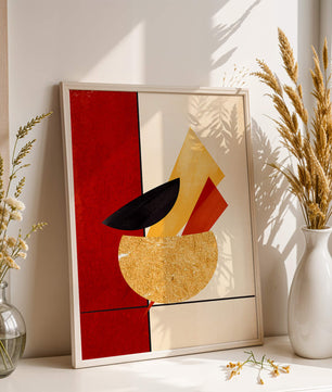 Abstract Geometric Composition with Bold Colors and Textures - Mi tienda