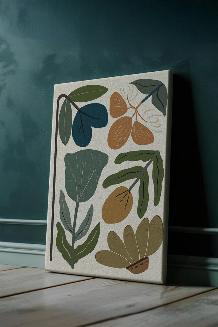 Botanical illustration with earthy and muted colors