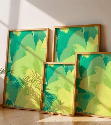 Abstract green and yellow brushstroke painting