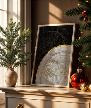 Abstract Wood Grain Pattern with Gold Accents on Black Background - Mi tienda