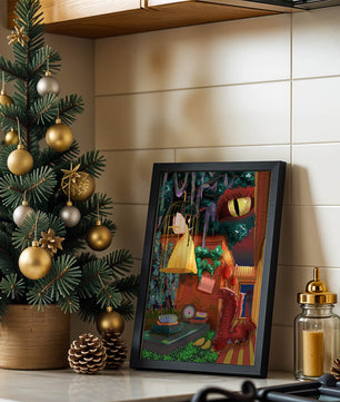 Jardín encantado con hada, serpiente y elementos misteriosos