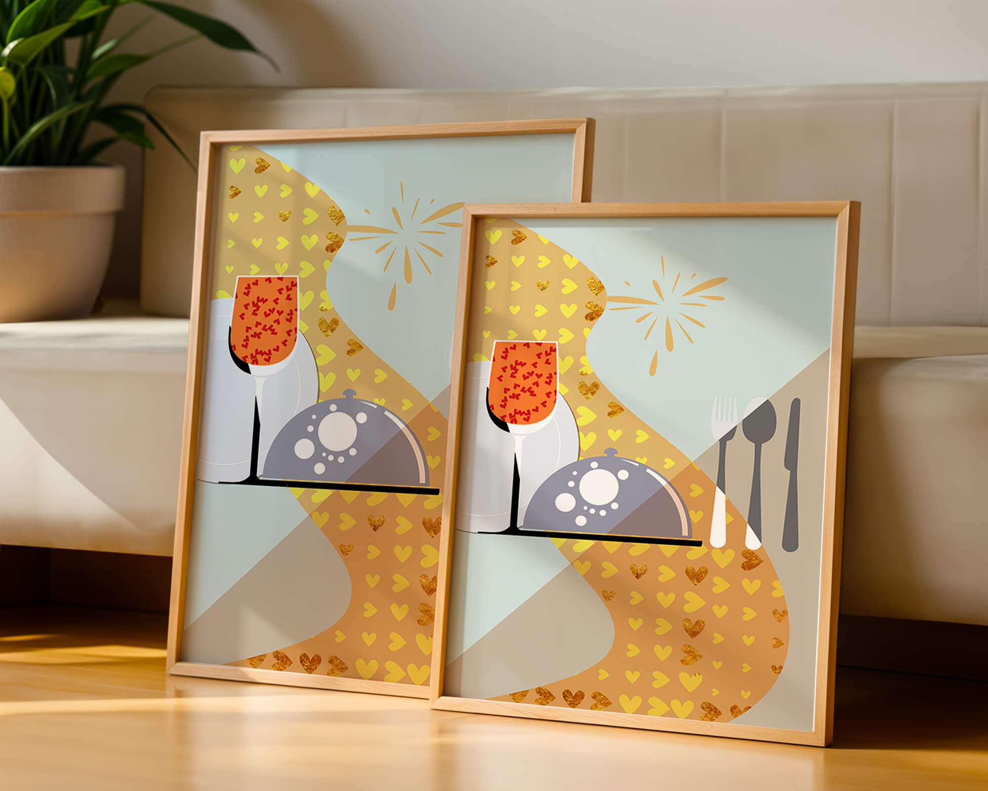 Elegant Dining Setting with Red Wine Glass and Gold Accents - Mi tienda