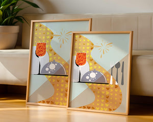 Elegant Dining Setting with Red Wine Glass and Gold Accents - Mi tienda