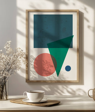 Abstract Geometric Composition with Overlapping Shapes on Textured Background - Mi tienda