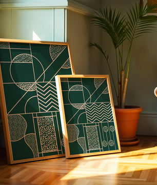 Geometric Abstract Art with Circle and Line Patterns