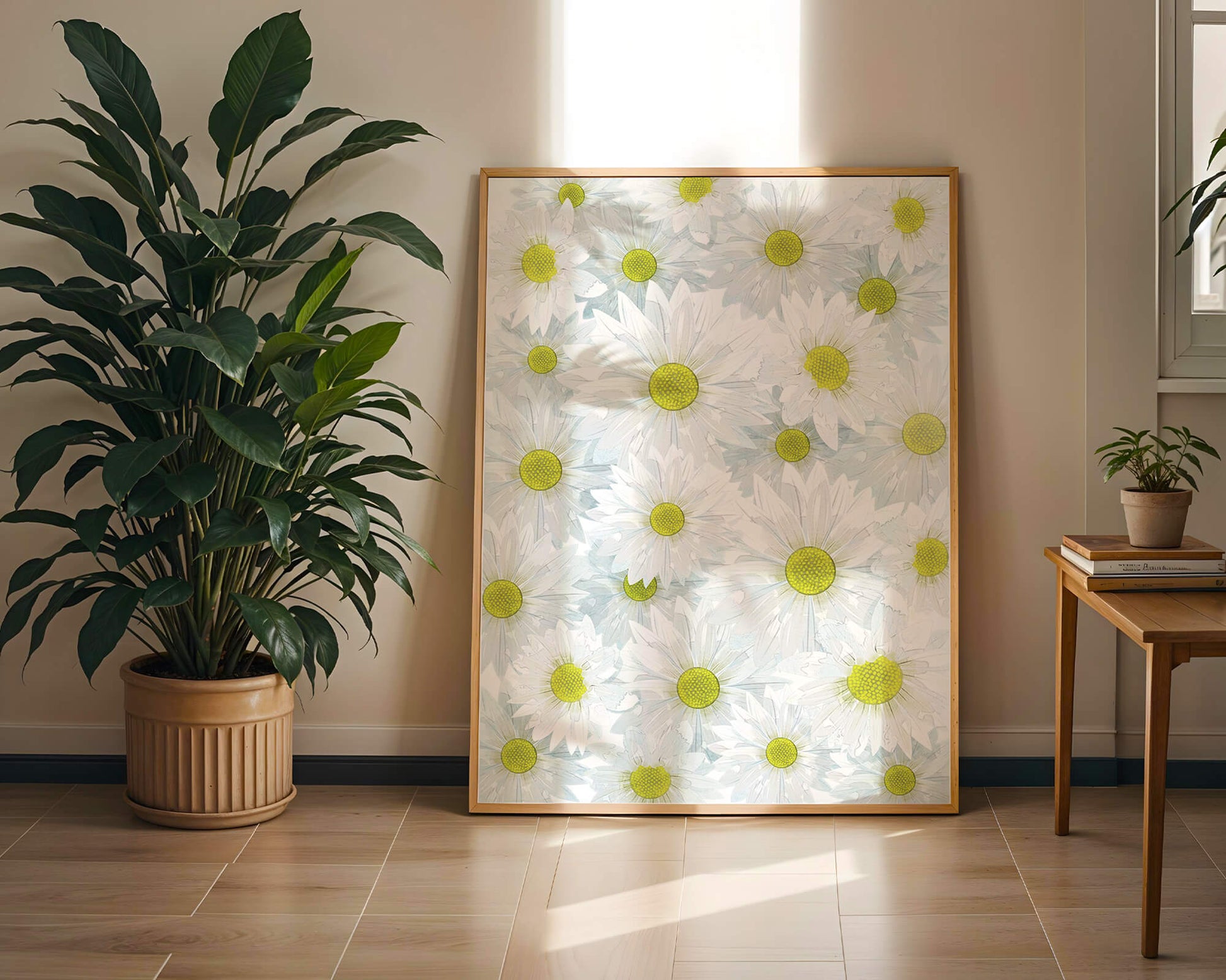White Daisies Pattern with Yellow Centers