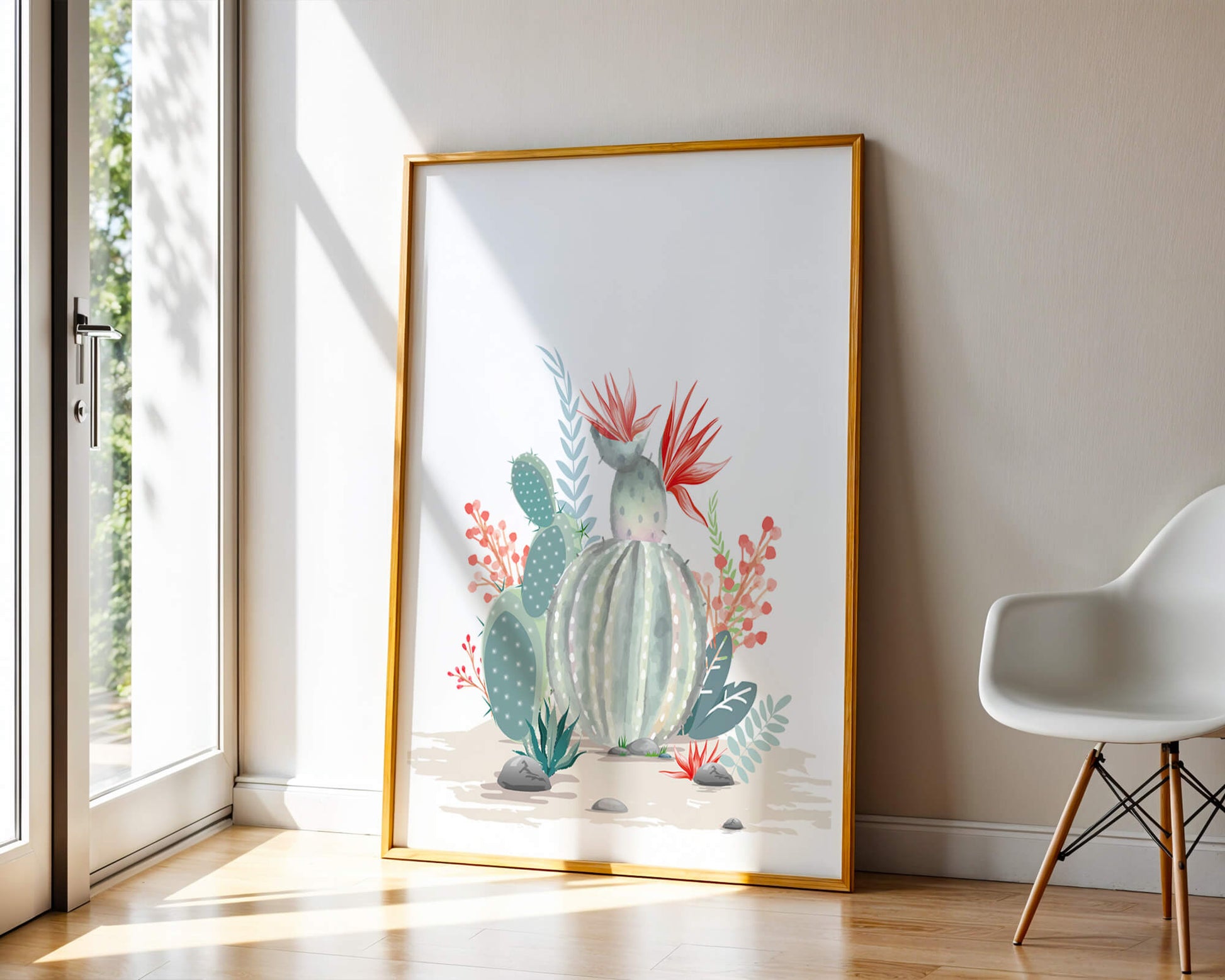 Colorful Cactus Arrangement With Red Blooms And Desert Plants - Mi tienda