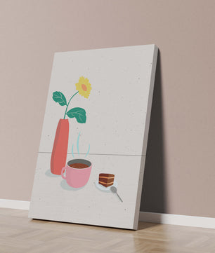 Cozy Breakfast with Coffee, Cake, and Sunflower in Vase - Mi tienda