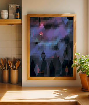 Geometrische abstrakte Kunst in lebhaften Blau- und Lilatönen