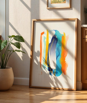 Abstract Watercolor Art with Vibrant Colors and Gold Accents - Mi tienda